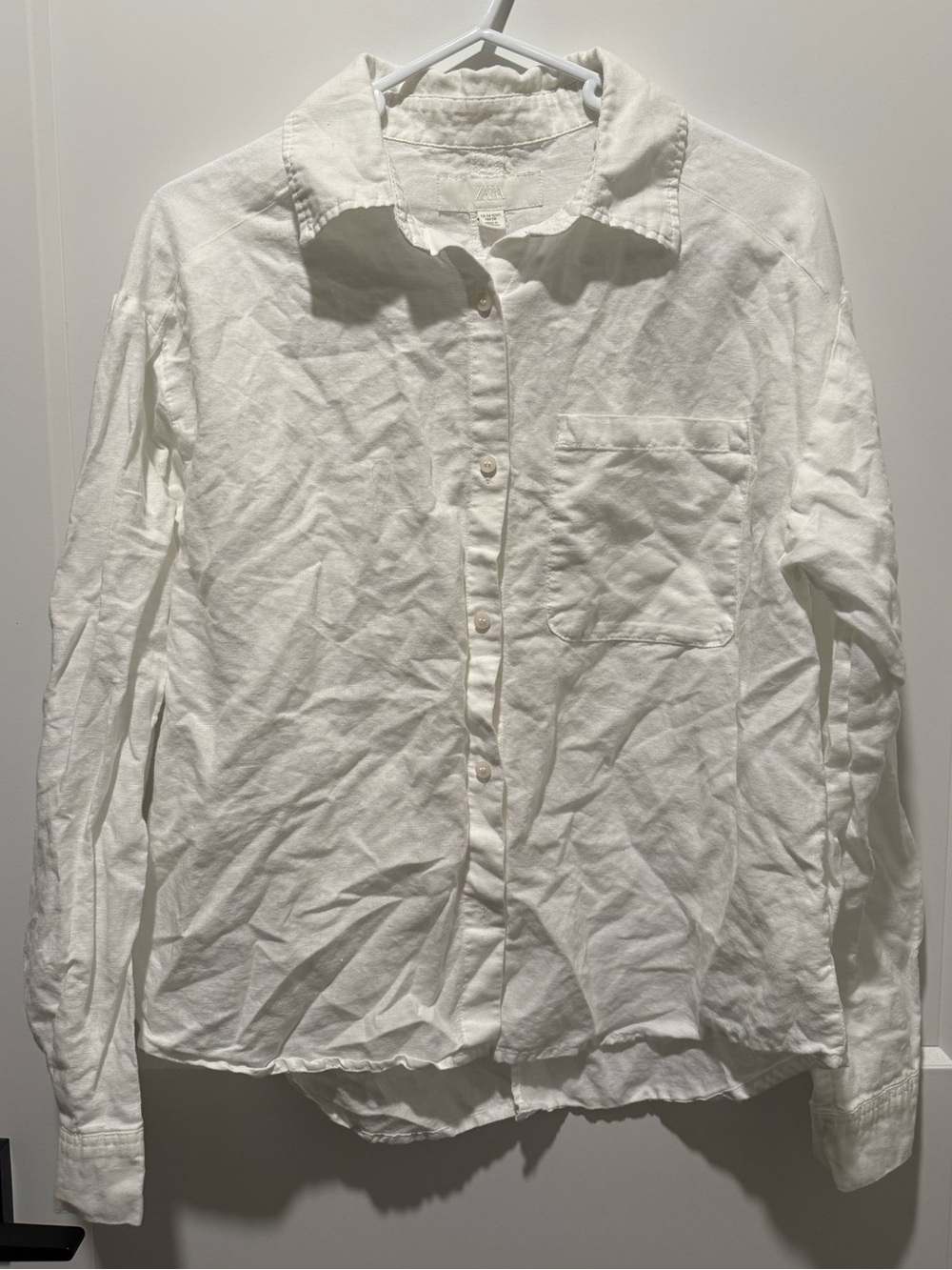 Zara White Long-Sleeve Button-Down Shirt
